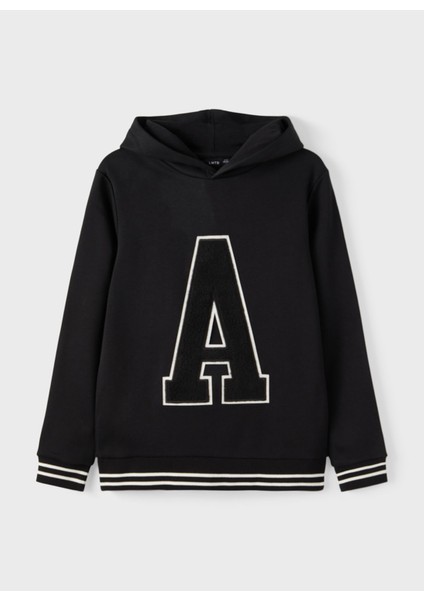 Nakışlı Erkek Çocuk Siyah Sweatshirt Nlmnay Ls Sweat W Hood