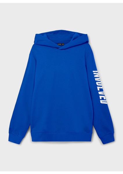 Baskılı Erkek Çocuk Mavi Sweatshirt Nlmnolved Ls Sweat W. Hood