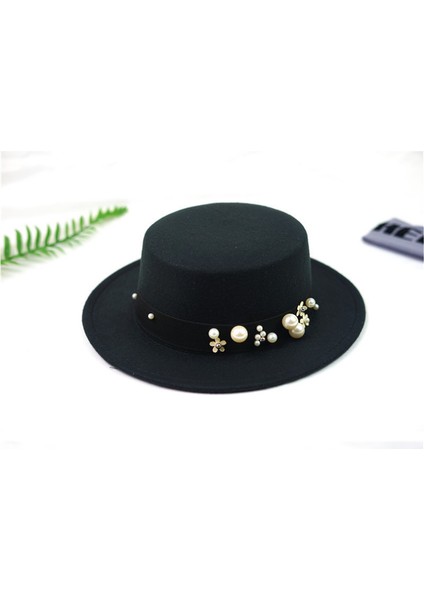 Pearl Chapeau Femme Vintage Moda Siyah Üst Fedora Şapka Erkekler Sombrero Bowler Kilisesi Trilby Şapkalar Kadınlar Için | Erkekler Fedoraları