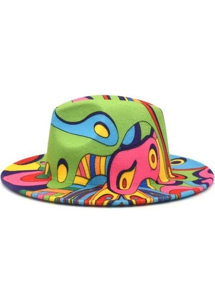 Geniş Ağız Yün Şapka Yeni Palyaço Graffiti Fedora Şapka Erkekler ve Kadınlar Moda Panama Şapka Retro Etnik Büyük Brim Şapka Düğün Şapka | Mens Fedoras