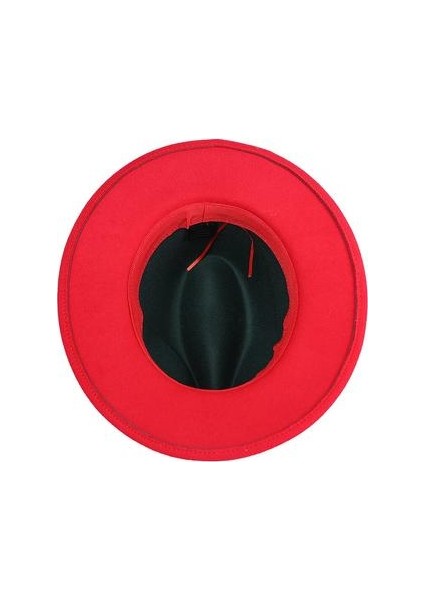 Moda Koyu Yeşil ve Kırmızı Patchwork Yün Fedora Şapka Kadınlar Zarif Lady Geniş Brim Caz Şapka Kadınlar Için Lüks Şapkalar | Erkekler Fedoraları(Yurt Dışından) modelleri
