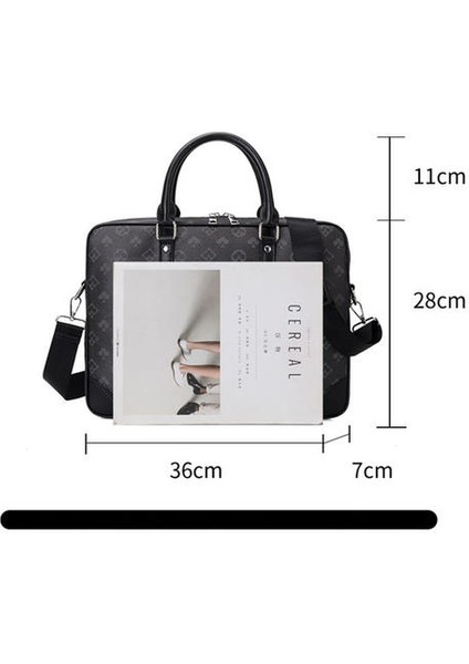 Büyük Kapasiteli Evrak Çantası Erkek Baskı Çanta Kadın ve Erkekler Evrak Çantası Laptop Çantası Iş Rahat Omuz Messenger Kadın (Kahverengi)