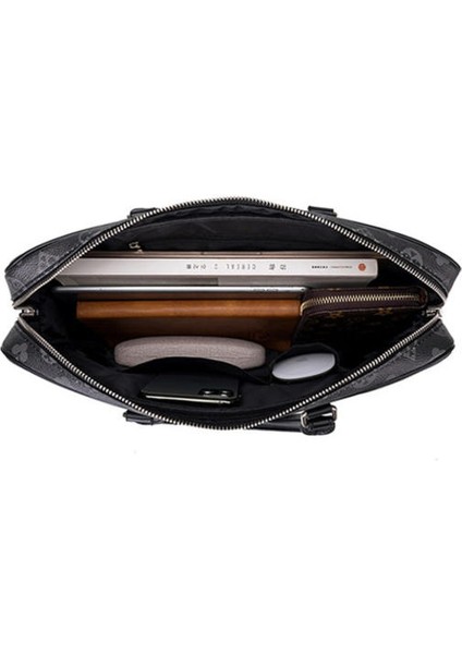 Büyük Kapasiteli Evrak Çantası Erkek Baskı Çanta Kadın ve Erkekler Evrak Çantası Laptop Çantası Iş Rahat Omuz Messenger Kadın (Kahverengi)