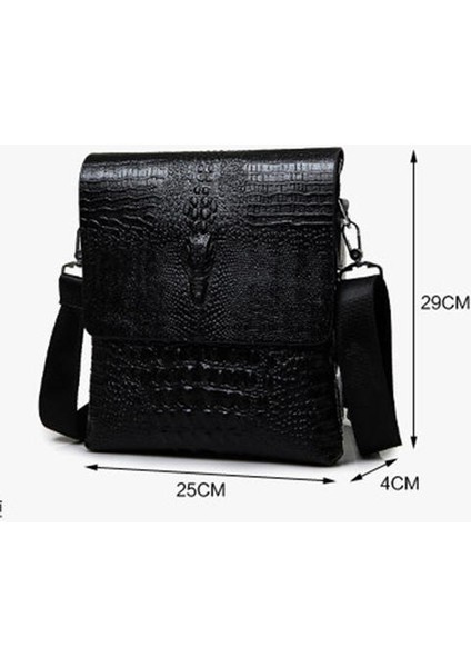 Moda Erkek Rahat Iş Omuz Çantası Timsah Desen Messenger Çanta Crossbody Çanta Kahverengi fiyatları
