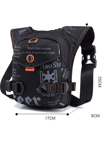 Yüksek Naylon Erkekler Bırak Bacak Çanta Motosiklet Rider Erkek Askeri Seyahat Hiking Kalça Bum Kemer Bel Fanny Paketi Çanta (Siyah)