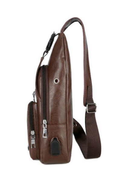 Moda Erkekler Göğüs Çantası Casual Crossbody Omuz Çantası (Siyah)