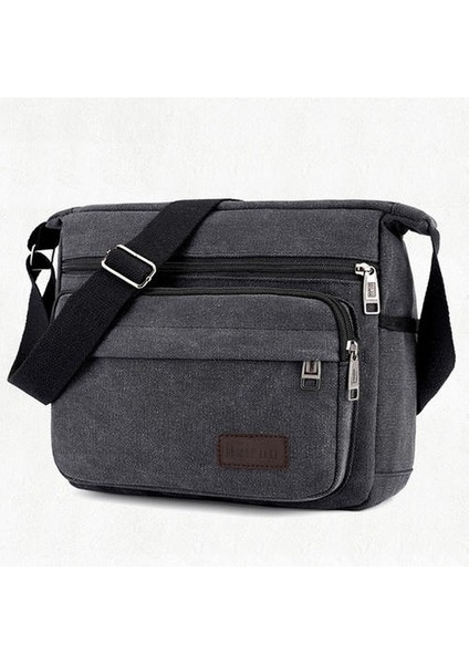 Yüksek Kalite Yeni Moda Erkek Tuval Çanta Omuz Çantası Messenger Çanta (Gri)(Yurt Dışından)