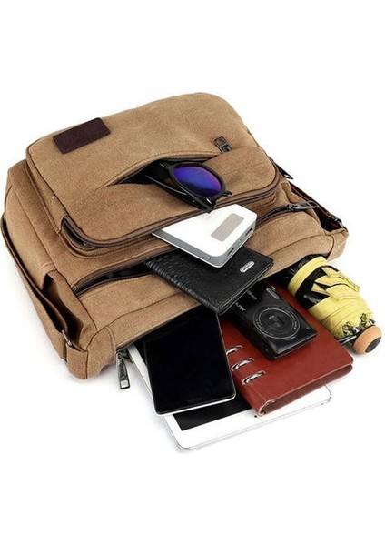 Yüksek Kalite Yeni Moda Erkek Tuval Çanta Omuz Çantası Messenger Çanta (Gri)(Yurt Dışından)