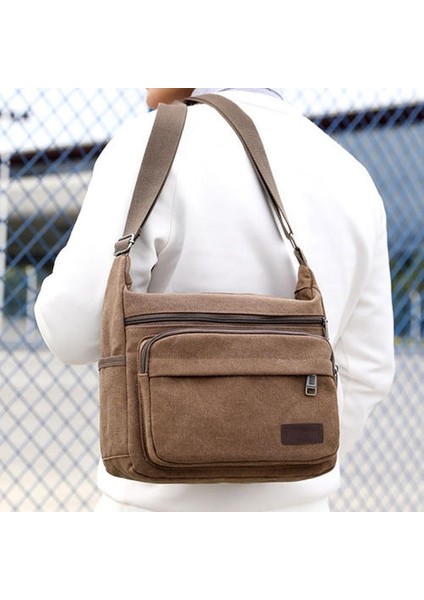 Yüksek Kalite Yeni Moda Erkek Tuval Çanta Omuz Çantası Messenger Çanta (Gri)(Yurt Dışından)