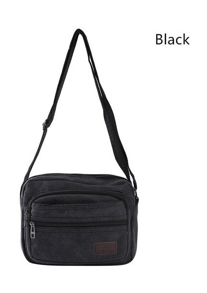 Erkek Moda Messenger Çanta Çanta Retro Tuval Omuz Çantası Crossbody Çanta (Siyah)