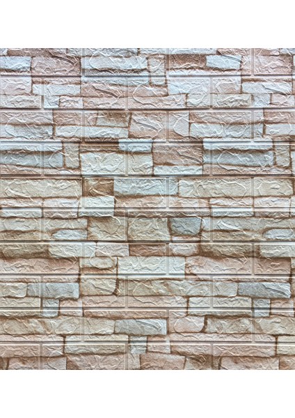 NW46 Çok Renkli Taş Kahve Köpüğü Kendinden Yapışkanlı Esnek Duvar Paneli 70X77 cm 1 Adet