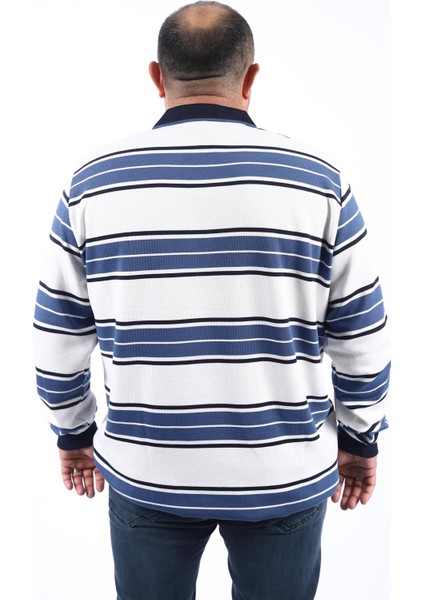 Mocgrande Büyük Beden Erkek Polo Yaka Selanik Sweatshirt 22405-INDIGO fiyatları