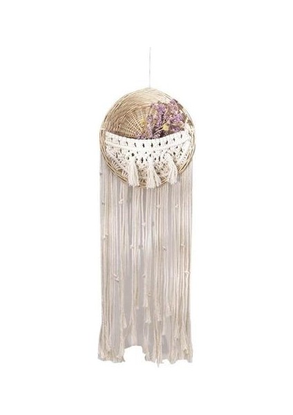 28 * 80 cm Dantel Makrome Duvar Asılı Dokuma Saksı Rattan Bohemian Stil Dekoratif Bahçe Sepeti Makrome Bitki Askısı | Dekoratif Gobiyeller (Yurt Dışından)