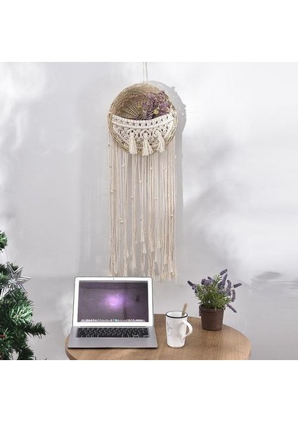 28 * 80 cm Dantel Makrome Duvar Asılı Dokuma Saksı Rattan Bohemian Stil Dekoratif Bahçe Sepeti Makrome Bitki Askısı | Dekoratif Gobiyeller (Yurt Dışından)