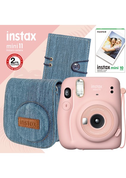 Instax Mini 11 Pembe Fotoğraf Makinesi ve Jean Aksesuarlı Seti 2