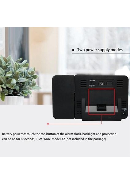 Projeksiyon Çalar Saat Dijital Saat ile Kapalı Termometre Higrometre, USB Şarj Yatak Odası Için Çift Çalar Saatler | Alarm Saatleri (Yurt Dışından)