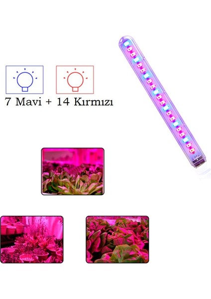 Taşınabilir Bitki Büyütme Lambası 21 Led Sera Fide Ir Uv Mor Işık Stick Led Stick Mor Usb Lamba