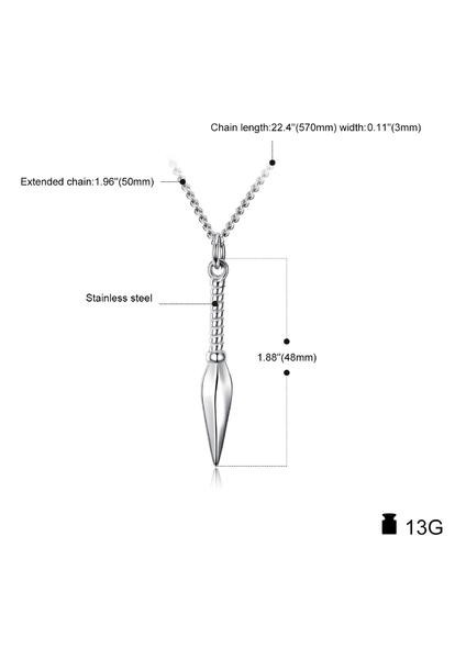 (Gümüş) Kişiselleştirilmiş Erkek Kadın Paslanmaz Çelik Spearhead Kolye Kolye (Yurt Dışından)