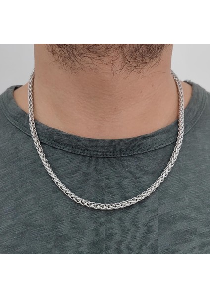 5 mm Burgu Çelik Erkek Zincir Kolye 55 cm