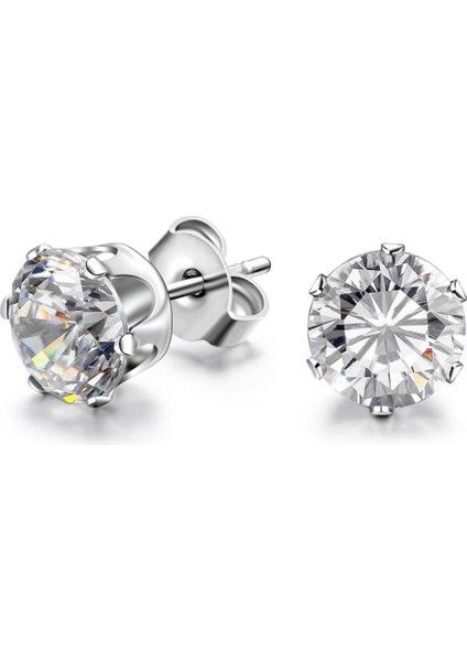 ,Tek Zirkon Taş ,Çelik Unisex Küpe 7mm. ai09-7mm