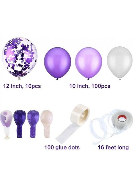 112 Adet Balon Çelenk Kiti Balon Kemer Çelenk Düğün Doğum Günü Partisi Dekorasyonları (Beyaz Mor) Için Çelenk (Yurt Dışından) fırsatları
