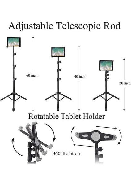 Cep Telefonu St Spad Tripod St Kat Tablet Tripod Montaj Yüksekliği Ayarlanabilir 20 Ila 60 Inç 360 Derece (Yurt Dışından)