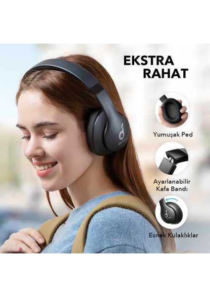 Soundcore Life Q10i Kablosuz Bluetooth 5.0 Kulaklık - 60 Saate Varan Çalma Süresi - Siyah - A3033 (Anker Türkiye Garantili)