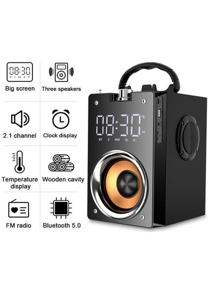 Süper Bas Bluetooth Hoparlörler Taşınabilir Sütun Yüksek Güç 3D Stereo Subwoofer Müzik Merkezi Desteği Aux Tf Fm Radyo Açık Hoparlörler Siyah (Yurt Dışından)