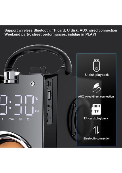 Süper Bas Bluetooth Hoparlörler Taşınabilir Sütun Yüksek Güç 3D Stereo Subwoofer Müzik Merkezi Desteği Aux Tf Fm Radyo Açık Hoparlörler Siyah (Yurt Dışından)
