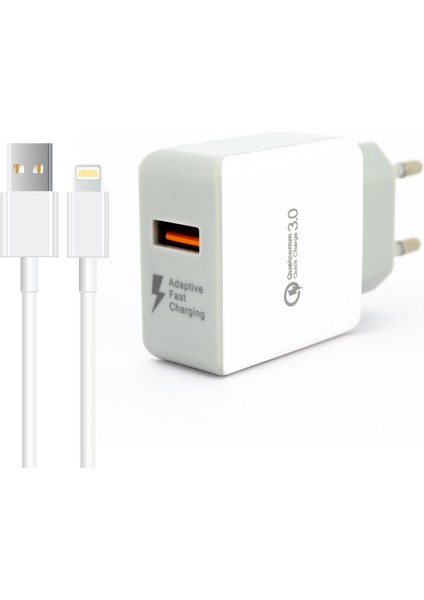 X77 Usba Quick Charger 3.0 Usba To Lightning Kablolu Hızlı Şarj Aleti Set