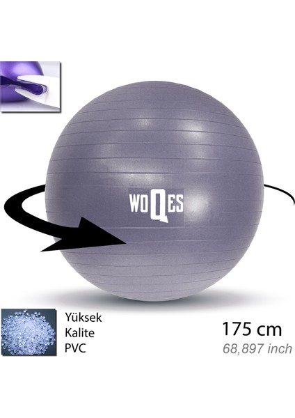 65cm Pilates Topu Yüksek Kalite PVC Şişirme Pompası Hediyeli