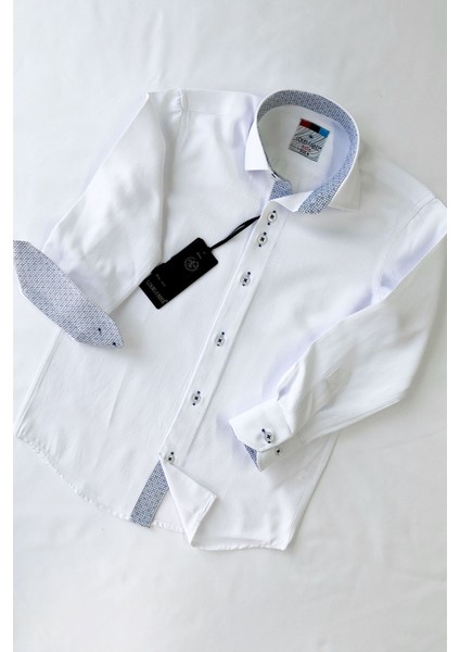 Belirtilmemiş Beyaz Armürlü Uzun Kol Okul Çocuk Gömleği