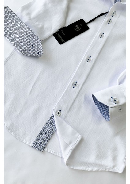 Belirtilmemiş Beyaz Armürlü Uzun Kol Okul Çocuk Gömleği modelleri