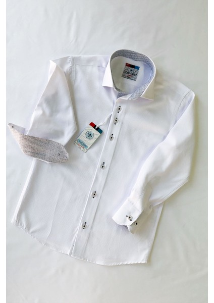 Belirtilmemiş Beyaz Armürlü Uzun Kol Okul Çocuk Gömleği