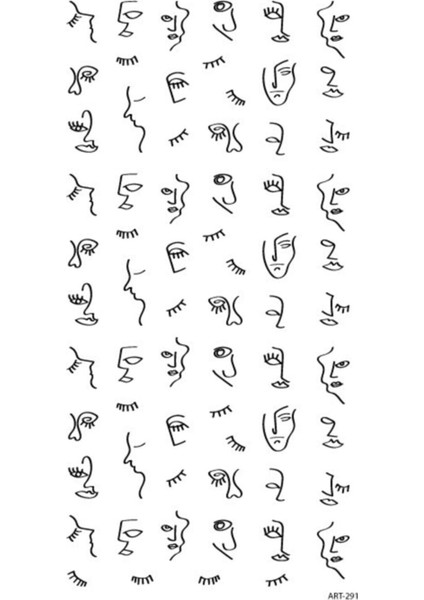 Artikel Çizgi Yüzler-1 Tırnak Dövmesi, Tırnak Tattoo, Nail Art, Tırnak Sticker modelleri