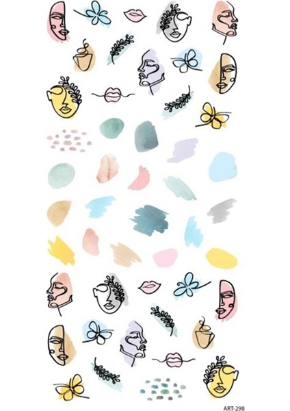 Çizgi Yüzler-2 Tırnak Dövmesi, Tırnak Tattoo, Nail Art, Tırnak Sticker fiyatları