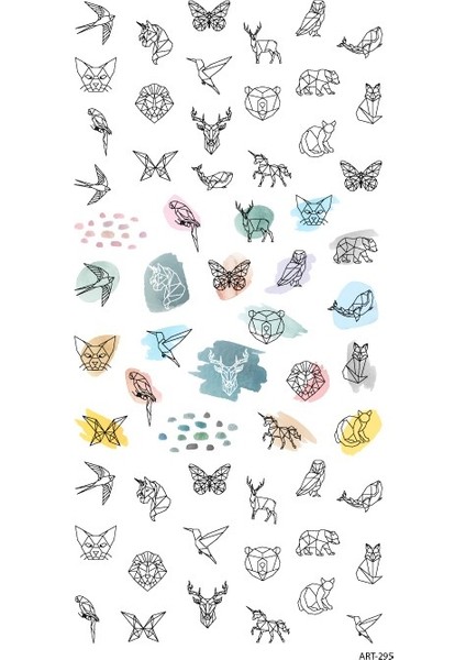 Artikel Poligonal Suluboya Hayvanlar Tırnak Dövmesi, Tırnak Tattoo, Nail Art, Tırnak Sticker fiyatları
