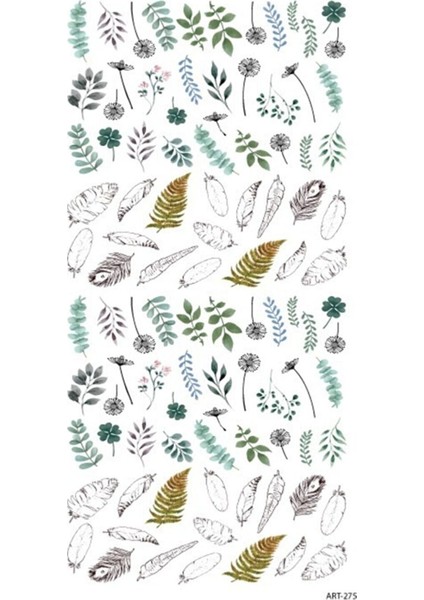 Artikel Yapraklar ve Tüyler Tırnak Dövmesi, Tırnak Tattoo, Nail Art, Tırnak Sticker modelleri