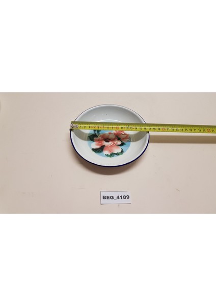 Pembe Çiçekli Çinko -Emaye Tabak R=16 cm BEG_4189