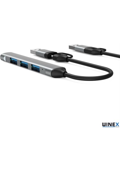 4in1 Usba ve Type-C To Usba 3.01 Çoklayıcı Hub Adaptör