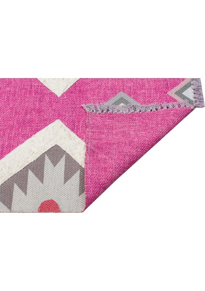 Rustik 4021 Fuşya Iskandinav Geometrik Kilim