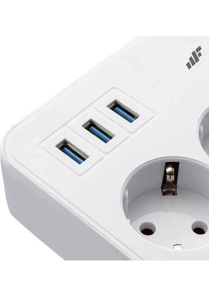 Jettpower 0370 Koruma Anahtarlı 3 Usb'li 2 mt Uzatma Kablosu - Avantajlı 2'li Paket