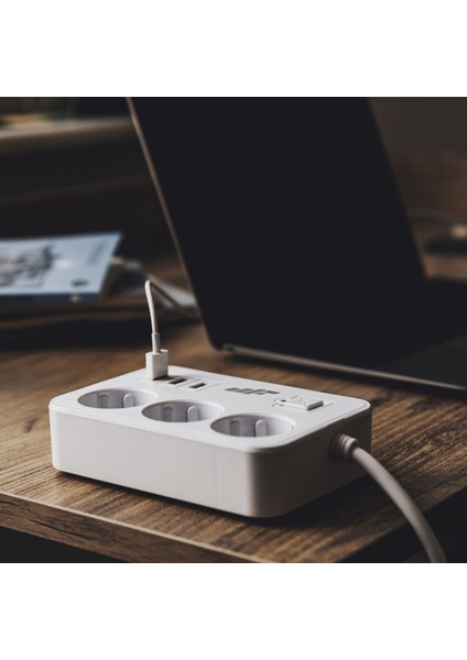 Jettpower 0370 Koruma Anahtarlı 3 Usb'li 2 mt Uzatma Kablosu - Avantajlı 2'li Paket