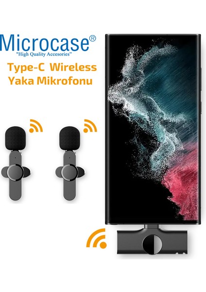 2li Type-C Profesyonel Wireless Kablosuz Röportaj Yaka Mikrofonu Lavalier - AL3009