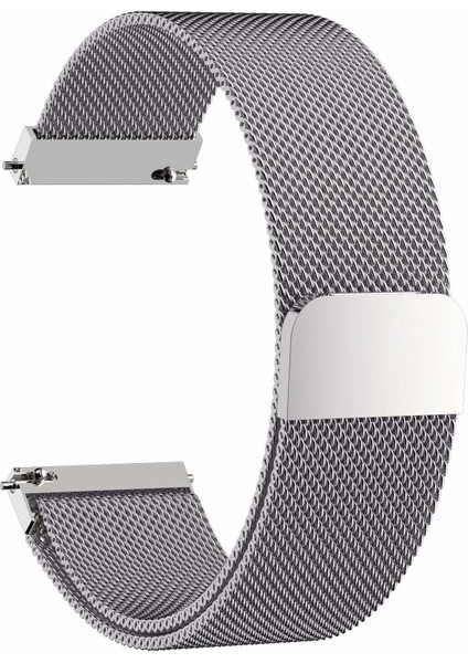 Samsung Gear S2 Classic Için Metal Mıknatıslı Milanese Kordon Gümüş