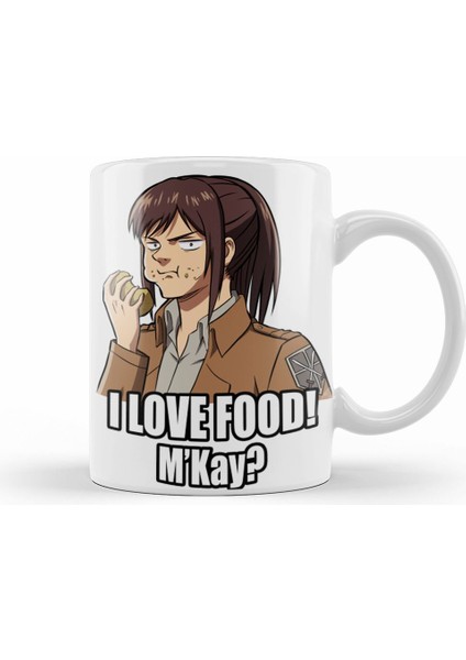 Attack On Titan Sasha I Love Food M'kay Kupa Bardak Porselen