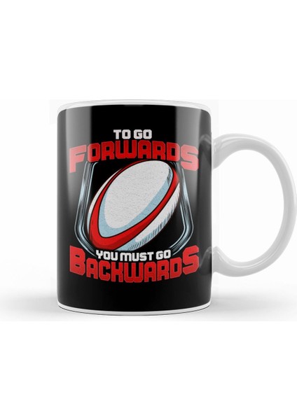 Awesome To Go Forwards You Must Go Backwards Rugby Kupa Bardak Porselen