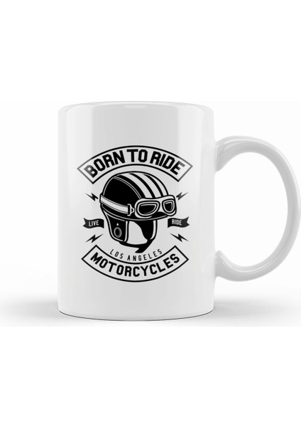 Born To Ride Motorcycles Helmet Kupa Bardak Porselen