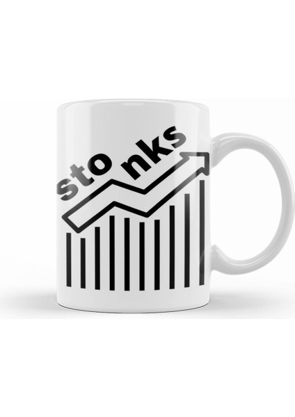 Stonks ! Meme Kupa Bardak Porselen