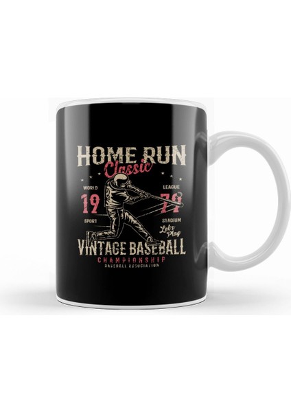 Home Run Vintage Baseball Championship Kupa Bardak Porselen